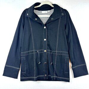 Sport Savvy Black Lightweight Button Snap Jacket Womens XS Casual Everyday Chic